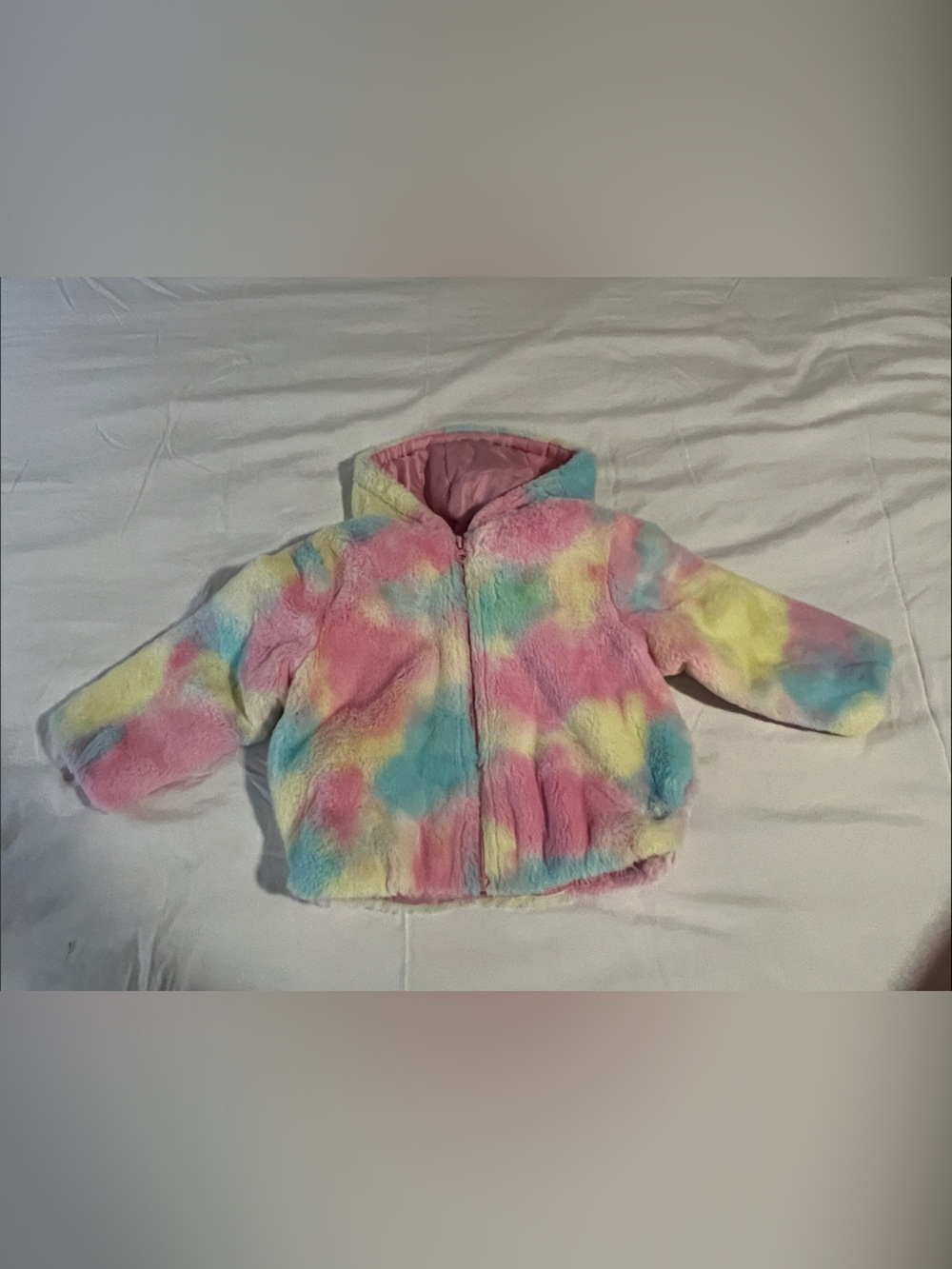 preLoved Rothschild Pastel Faux Fur Hooded Jacket - Pink, Yellow, Blue, Green
